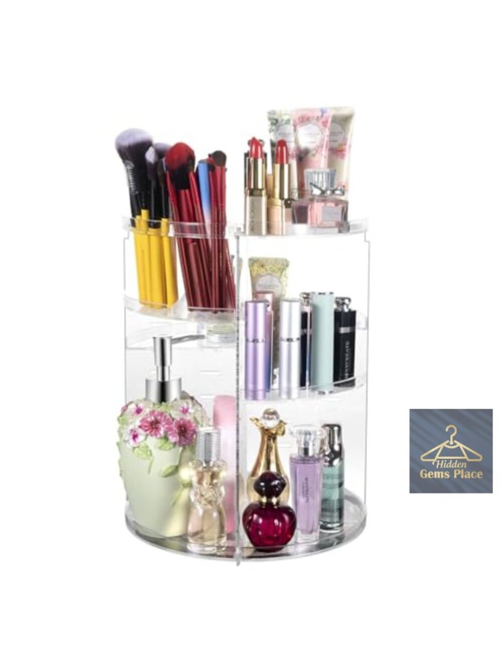360 Rotating Makeup Organizer Acrylic Spinning Cosmetic Holder Storage